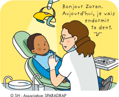 Le dentiste dit au garçon : &quot;Bonjour Zoran. Aujourd'hui, je vais endormir ta dent&quot;