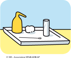 Du désinfectant, du coton, une aiguille et un tube pour mettre le liquide