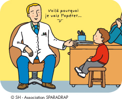 Un chirurgien explique à un enfant pourquoi il doit l'opérer