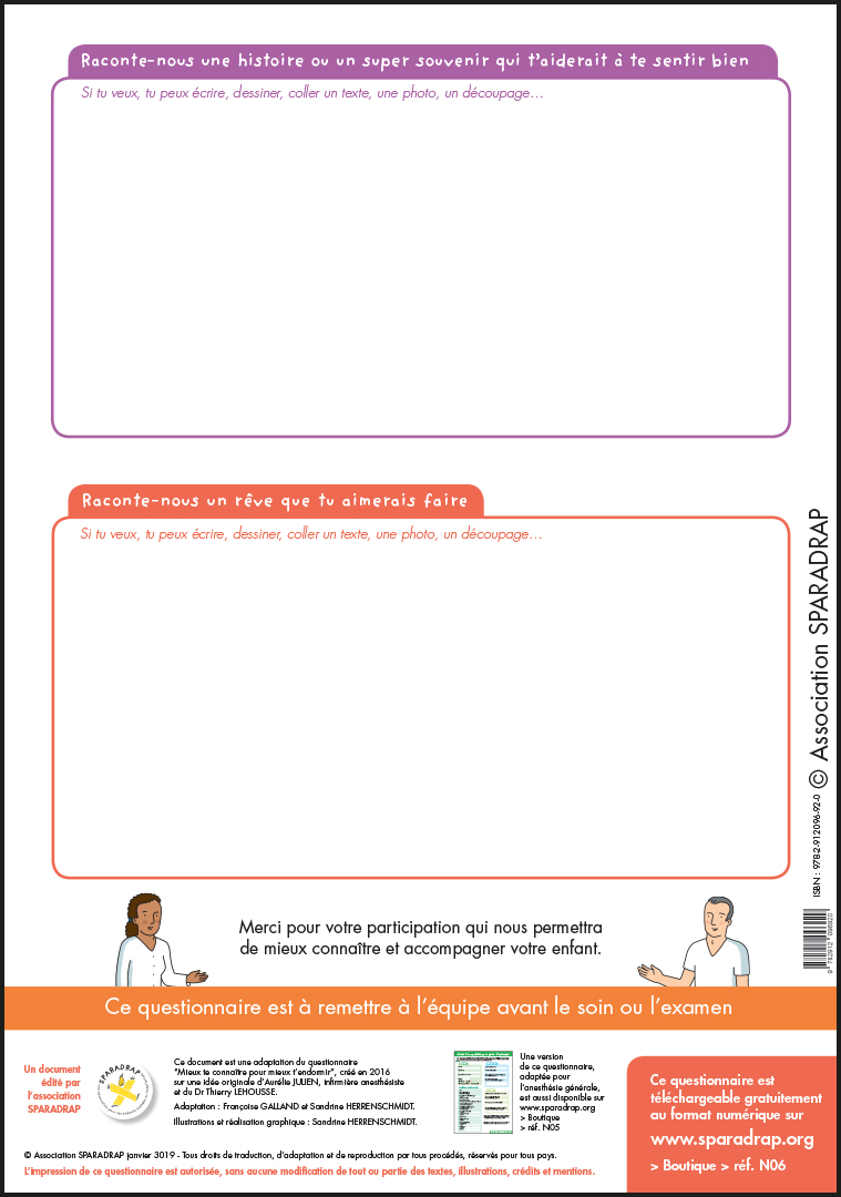 Visuel du questionnaire "Mieux te connaître pour mieux te soulager"- verso