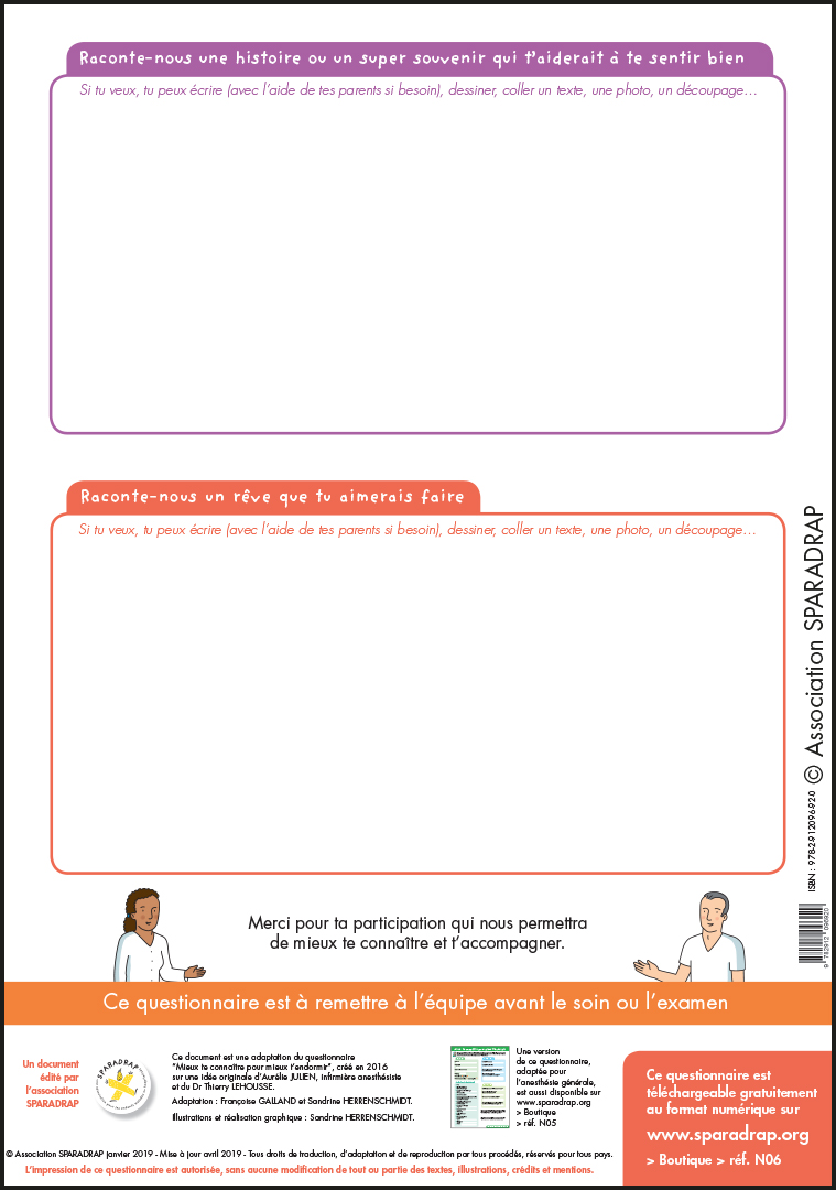 Visuel du questionnaire "Mieux te connaître pour mieux te soulager"- verso