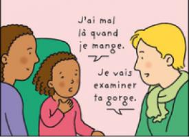 Une petite fille et sa maman parle avec un médecin