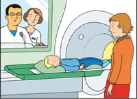Un enfant allongé sur une table d'IRM