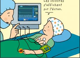 Les appareils de surveillances en place sur un enfant qui va se faire opéré
