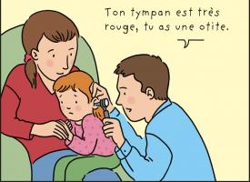 Un médecin qui ausculte un enfant avec un otoscope