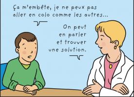 Un enfant qui dialogue avec un médecin sur son problème de pipi au lit