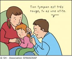 Un médecin qui ausculte un enfant avec un otoscope